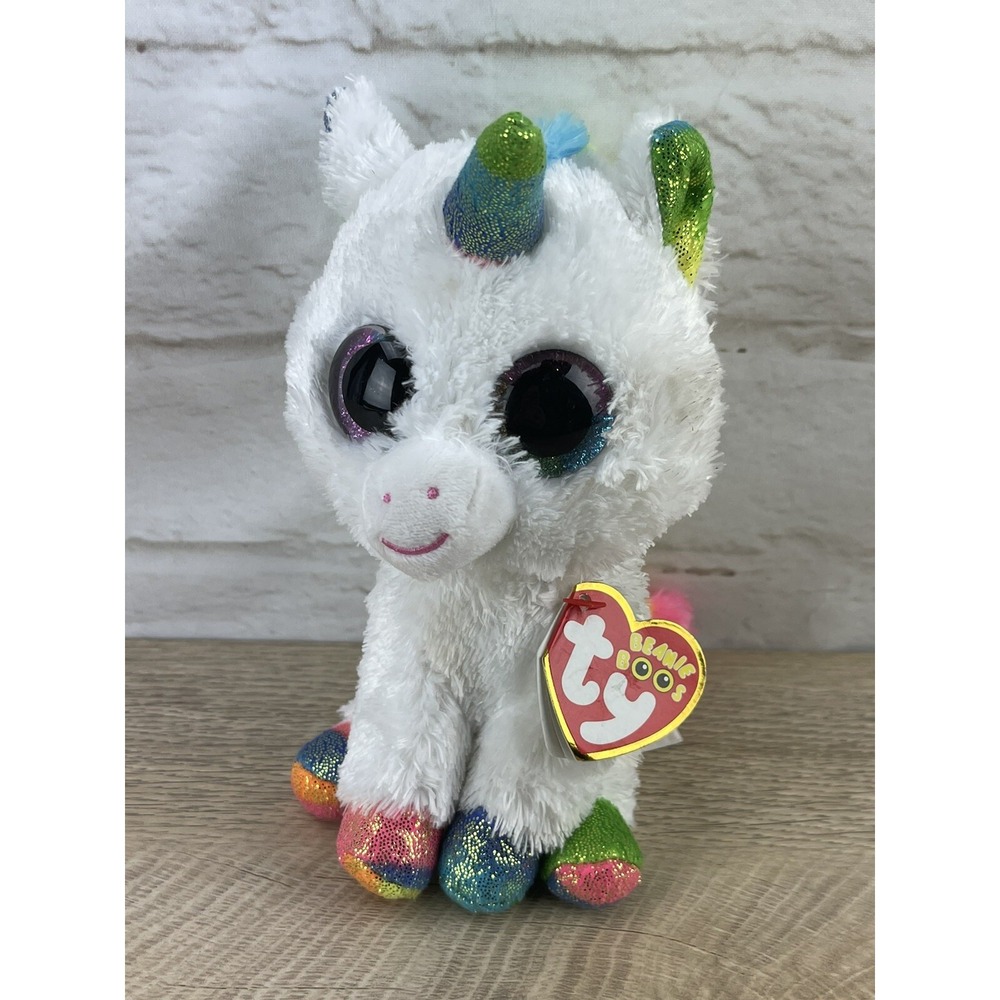 Ty Beanie Boos PIXY the Unicorn 6" Beanbag Plush Toy w/ Glitter Eyes 2018 NEW